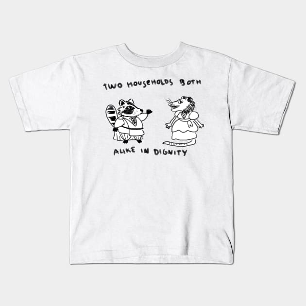 two households both alike in dignity(opossum and racoon) Kids T-Shirt by remerasnerds